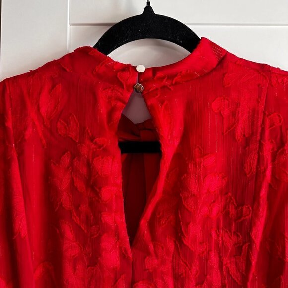 Julia Jordan NEW Tie Waist Red Burnout Lurex Mini Dress in Size 10 - Picture 6 of 7